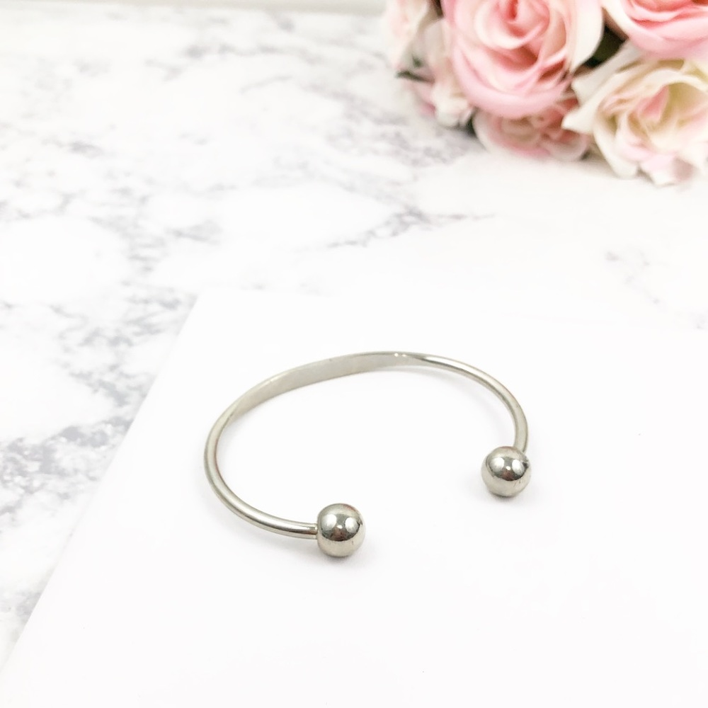 Silver Ball Tip Cuff Bracelet